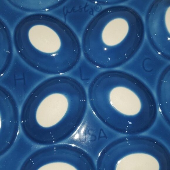 Fiestaware Fiesta CERAMIC Deviled Egg Plater DISH Plate Tray Blue Lapis - Picture 8 of 15